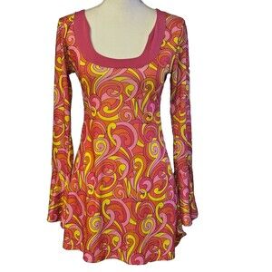 Dreamgirl Pink and Yellow Swirl Mini Dress